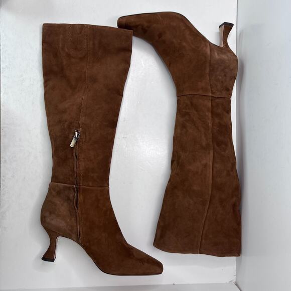 Sam Edelman Leigh Knee High Boots Side Zip Suede Upper Brown Womens 8.5 - Picture 1 of 10